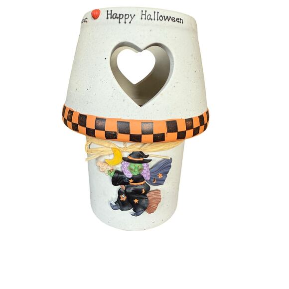 VTG Halloween Ceramic Candle Lamp witch casts a spooky glow with original box - Picture 3 of 10
